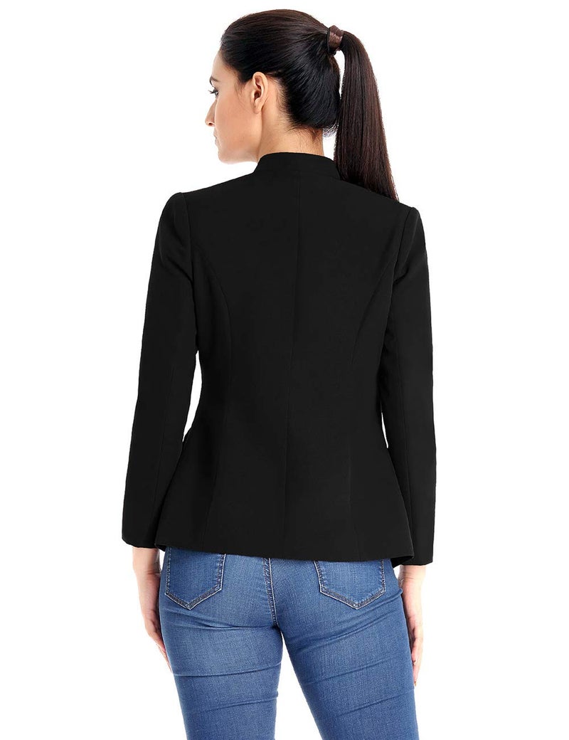 GRAPENT Women's Business Casual Buttons Pockets Open Front Blazer Suit Cardigan Black Size XX-Large (US 20-22) - Image 2
